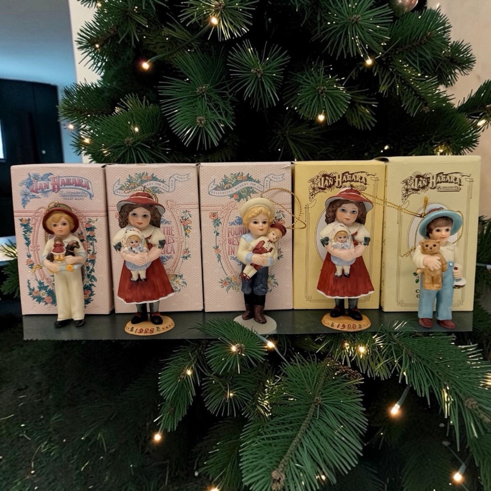 Jan Hagara Vintage 
 Christmas Ornament Figurine Lot of 6 w/ Boxes